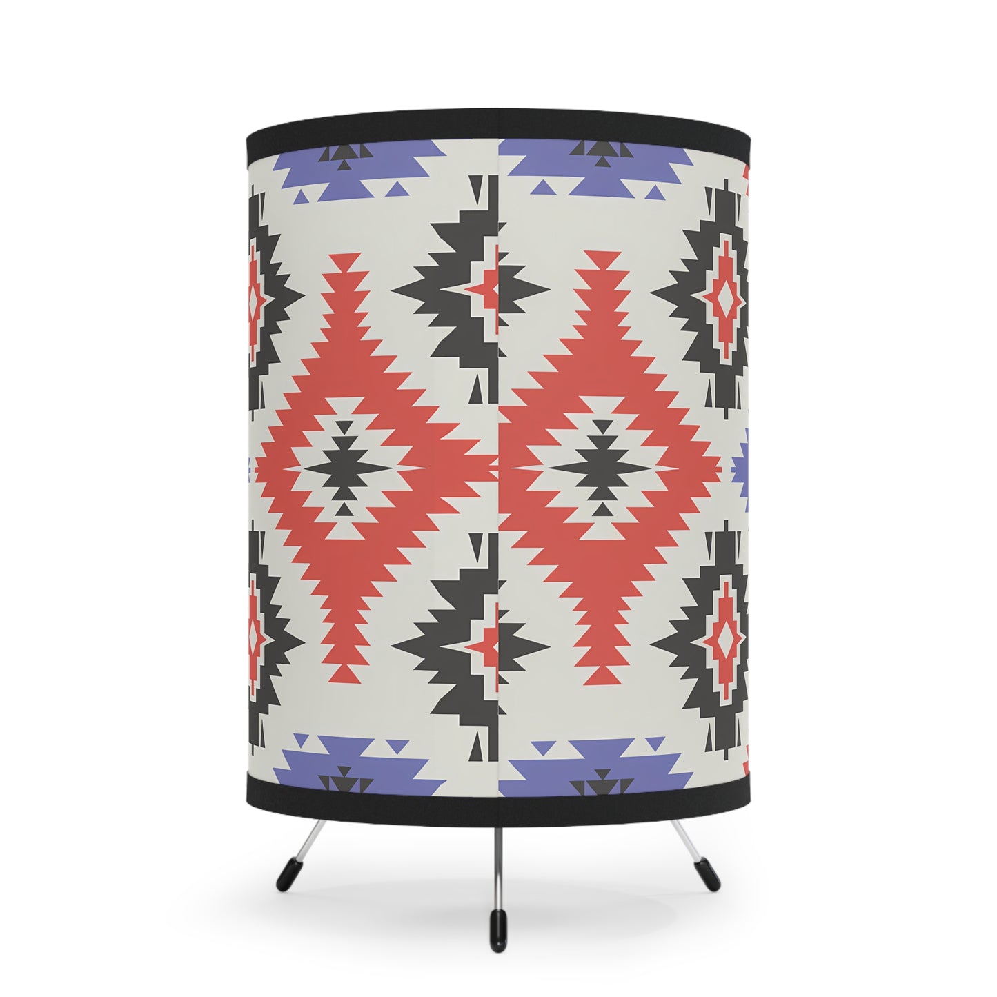 Bohemian Tripod Lamp with Geometric Print, Unique Home Decor, Mid-Century Modern Lighting, Alternative Use as Night Light, Gift for New Home - LOLA VEGAS ART