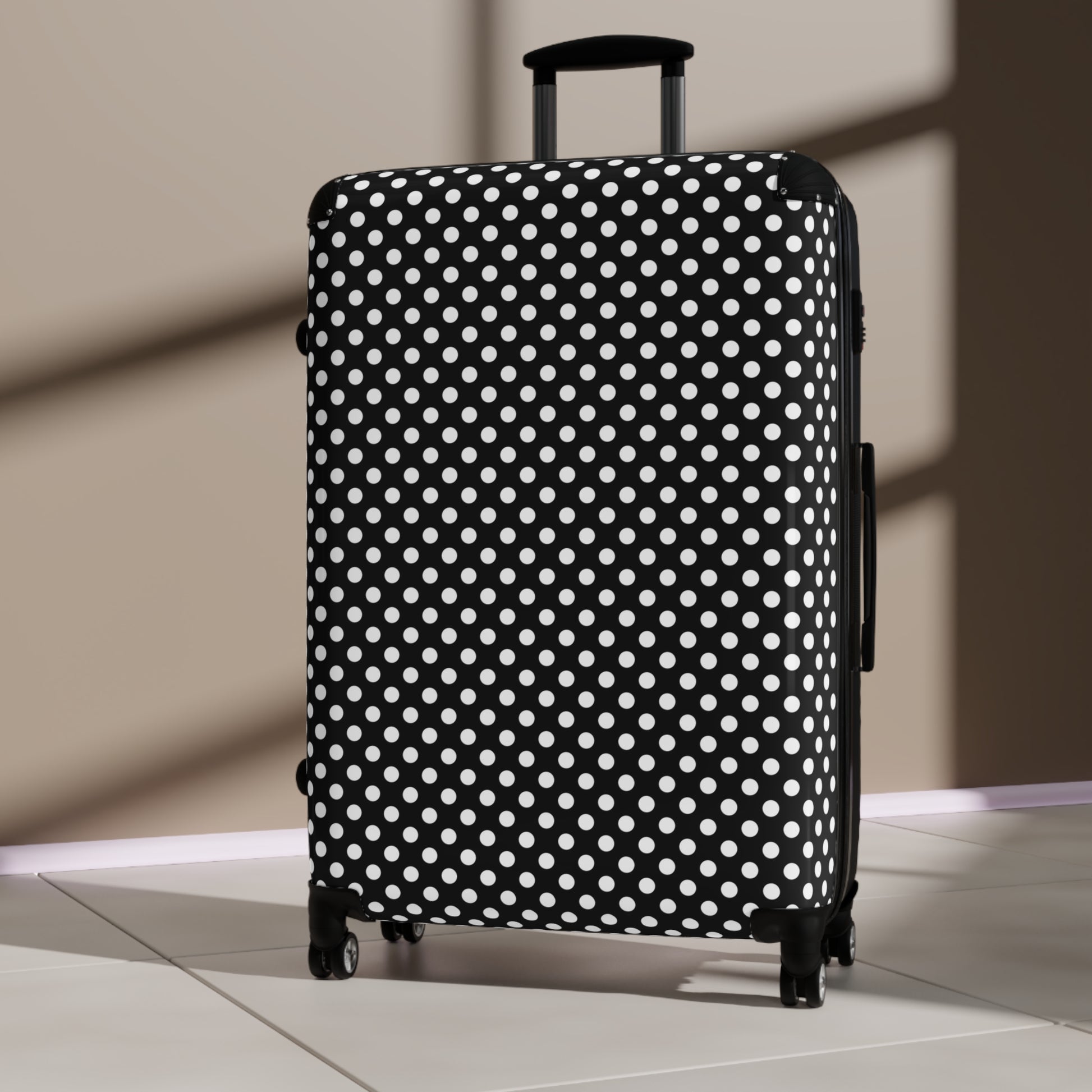 Chic Polka Dot Suitcase, Stylish Luggage for Travel, Trendy Carry-On Bag, Perfect for Vacations & Getaways, Ideal Gift for Travelers - LOLA VEGAS ART
