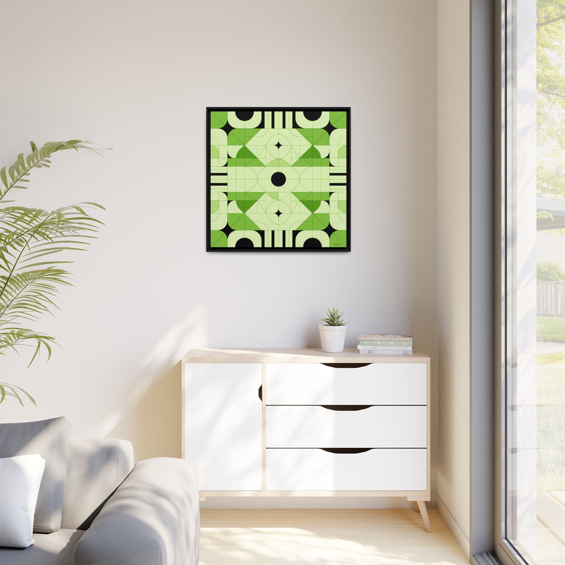 Abstract Green Geometric Art Print, Modern Framed Wall Art, Home Decor, Green Wall Art, Gift for Art Lovers, Minimalist Art - LOLA VEGAS ART
