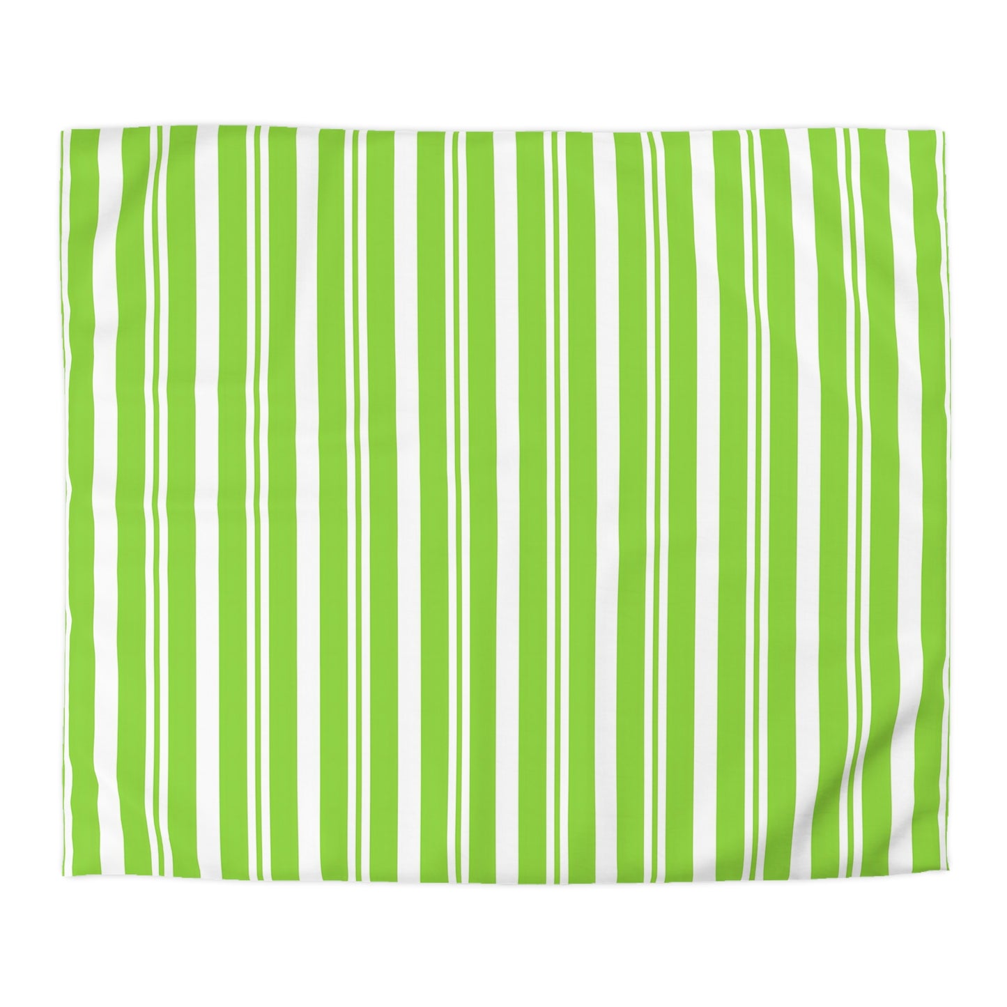 Vibrant Green Striped Microfiber Duvet Cover, Fresh Bedding, Eco-Friendly Comforter, Spring Decor, Bedroom Upgrade - LOLA VEGAS ART