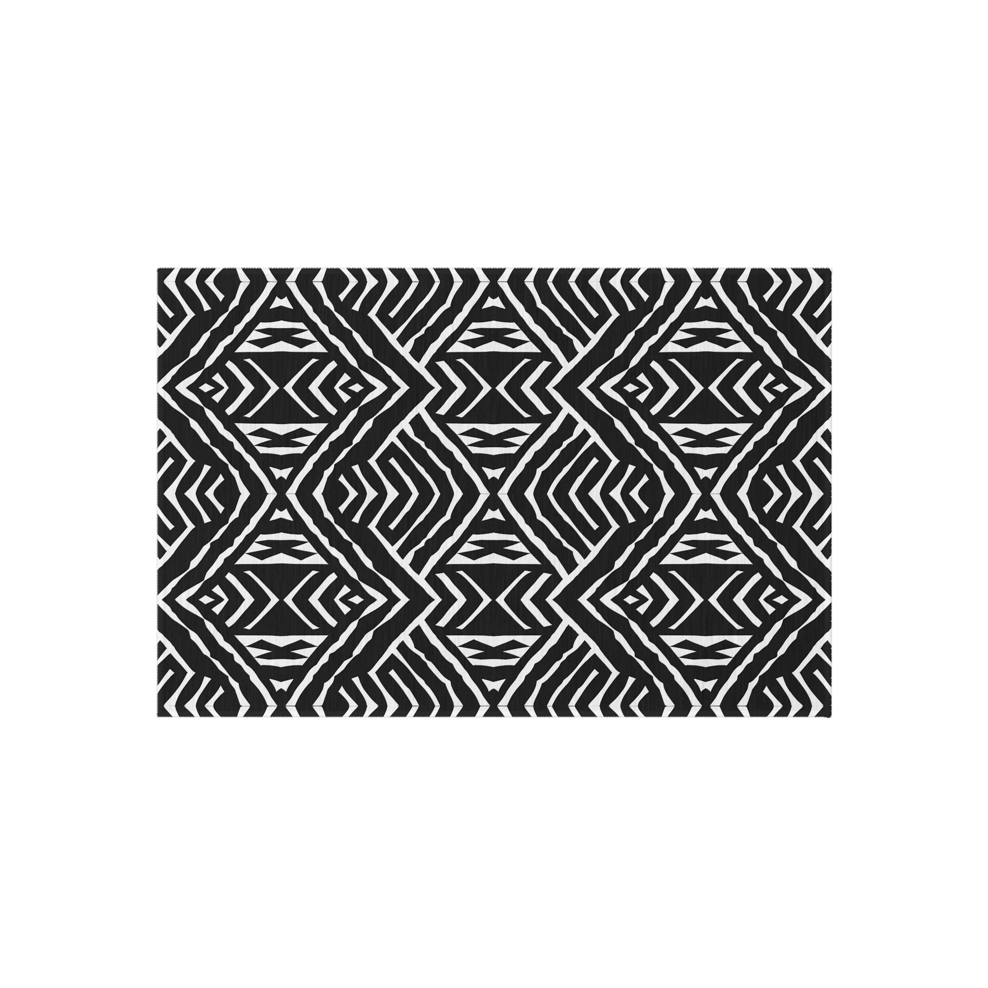 Black and White Stylish African Mudcloth pattern Outdoor/Indoor Rug for Patio, Deck, Camping, Boho Decor, Modern Design, Anti-Slip Area Mat - LOLA VEGAS ART