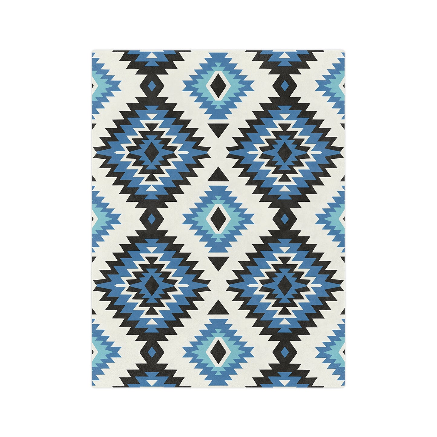 Geometric Blue Pattern Microfiber Blanket | Cozy Throw, Home Decor, Gift for Him/Her, Tribal Design, Indoor/Outdoor Use - LOLA VEGAS ART