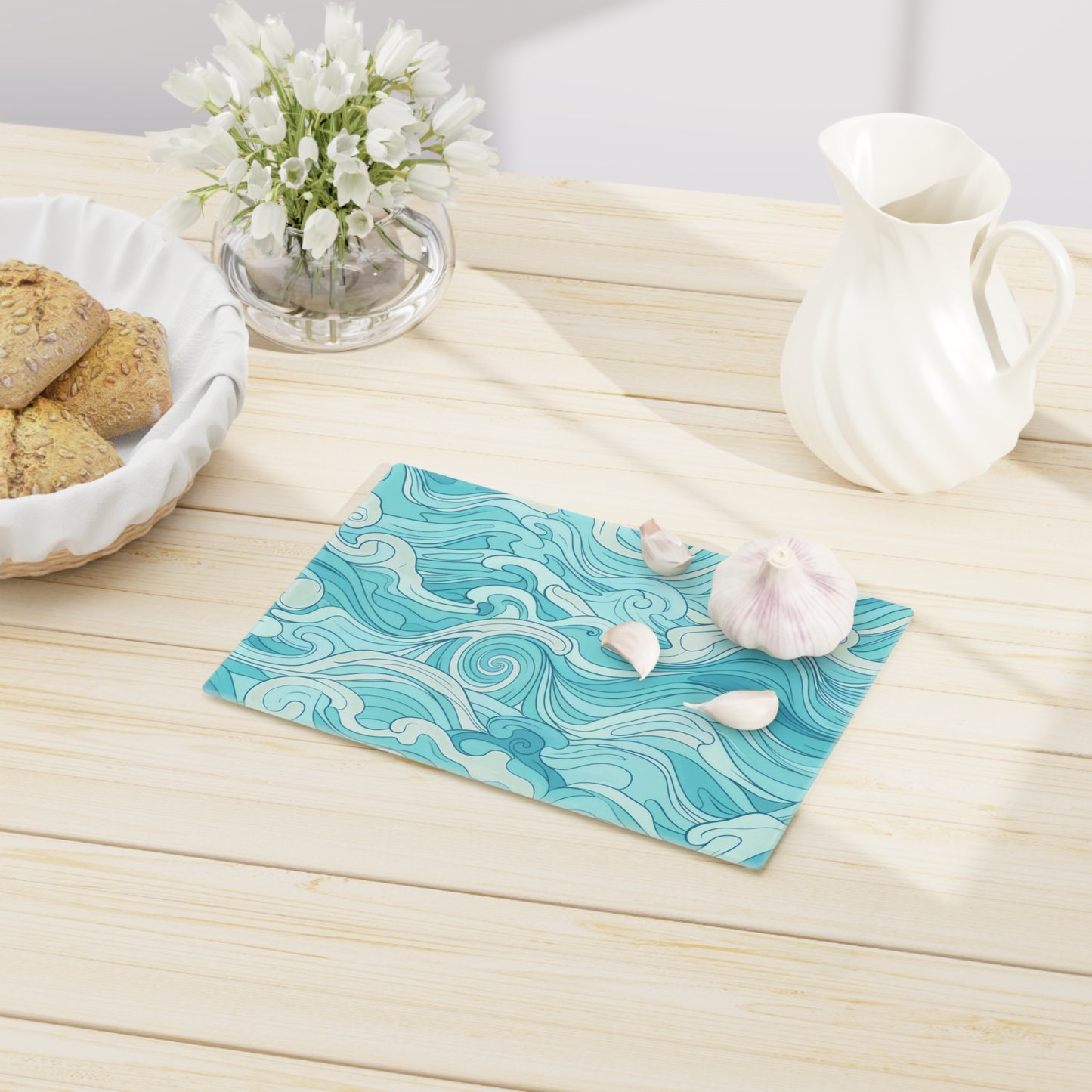 Ocean Waves Cutting Board - Aesthetic Kitchen Accessory, Beach House Decor, Unique Gift for Foodies, Housewarming Present, Cooking - LOLA VEGAS ART