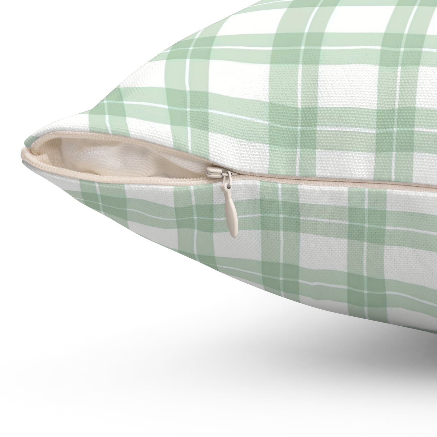 Green Plaid Spun Polyester Pillow, Cozy Decorative Cushion, Farmhouse Style Home Decor, Gift for Homeowners, Holiday Accent - LOLA VEGAS ART