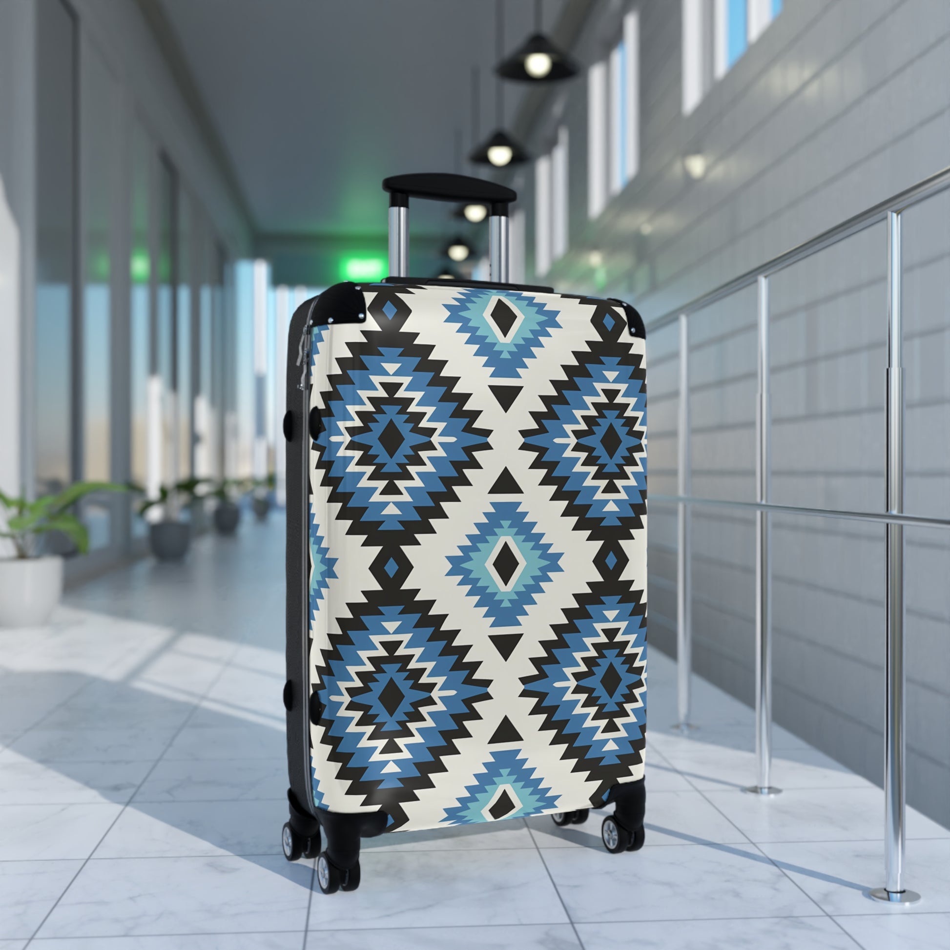 Trendy Suitcase with Geometric Design, Luggage for Travelers, Stylish Carry-On for Vacations, Unique Travel Gift, Adventure Ready - LOLA VEGAS ART