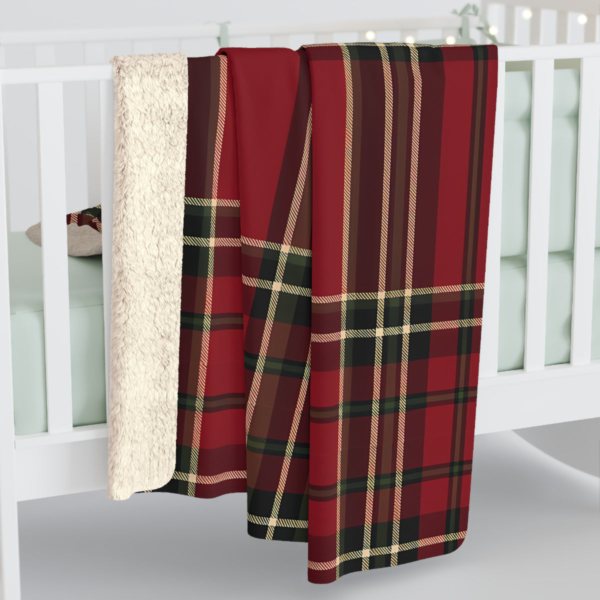 Red Plaid Tartan Sherpa Blanket | Cozy Holiday Throw