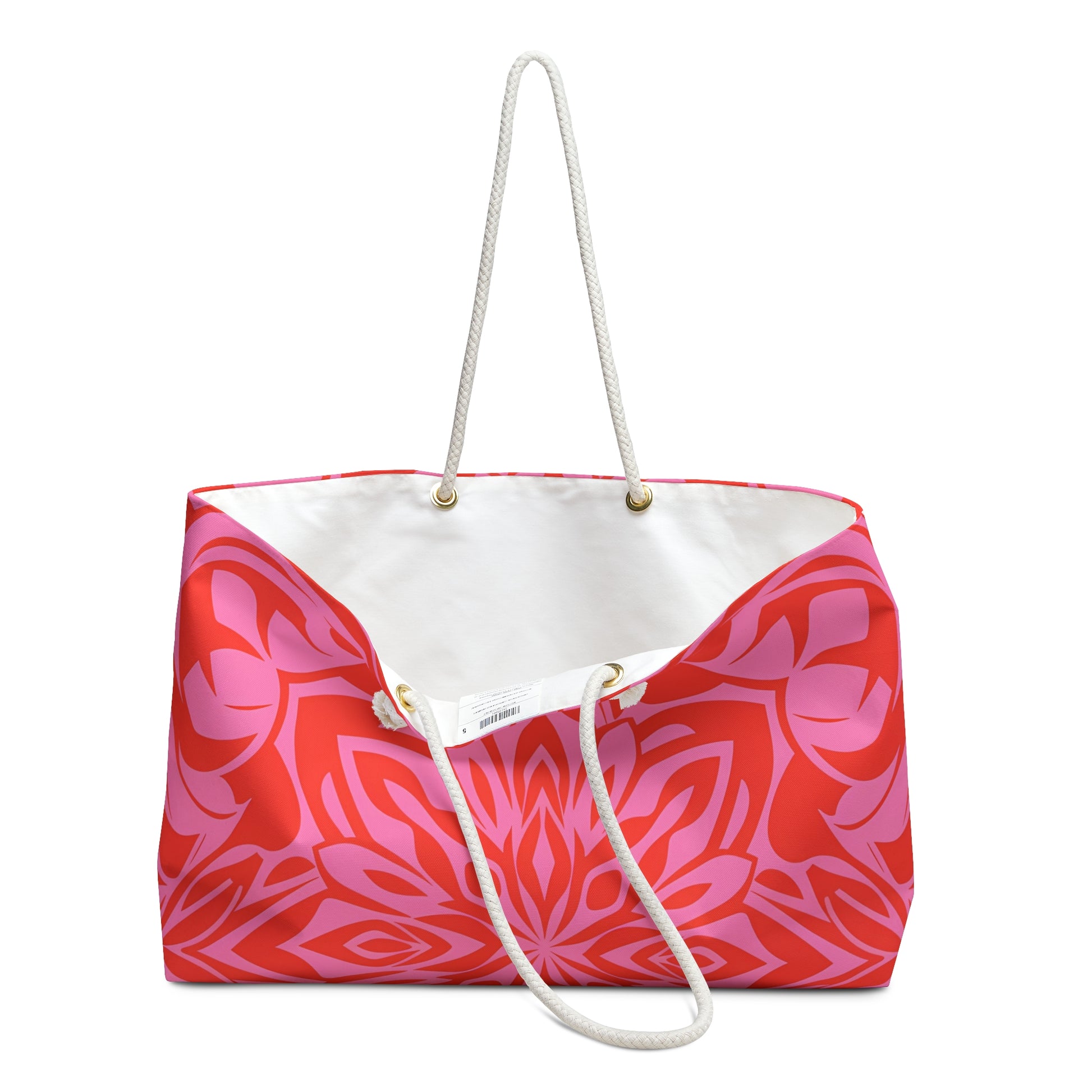 Boho Weekender Bag, Pink Orange Travel Bag, Feminine Overnight Bag, Large Bohemian Tote, Stylish Weekend Duffel, Hippie Getaway Carry-on, - LOLA VEGAS ART