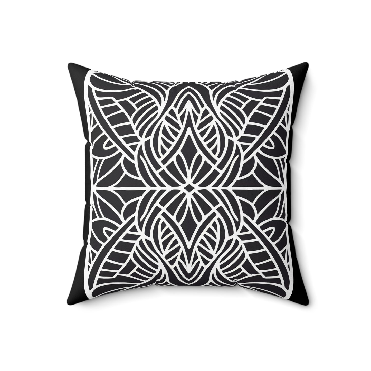 Square Pillow - Black and White Tribal Design Ethnic and Dramatic - LOLA VEGAS ART