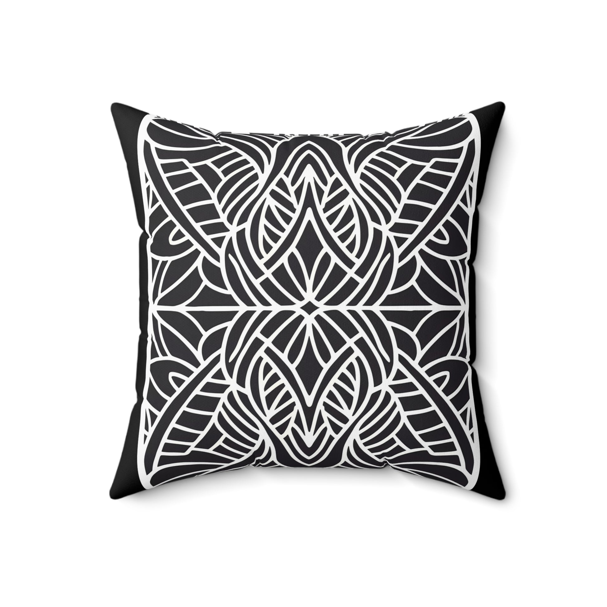 Square Pillow - Black and White Tribal Design Ethnic and Dramatic - LOLA VEGAS ART