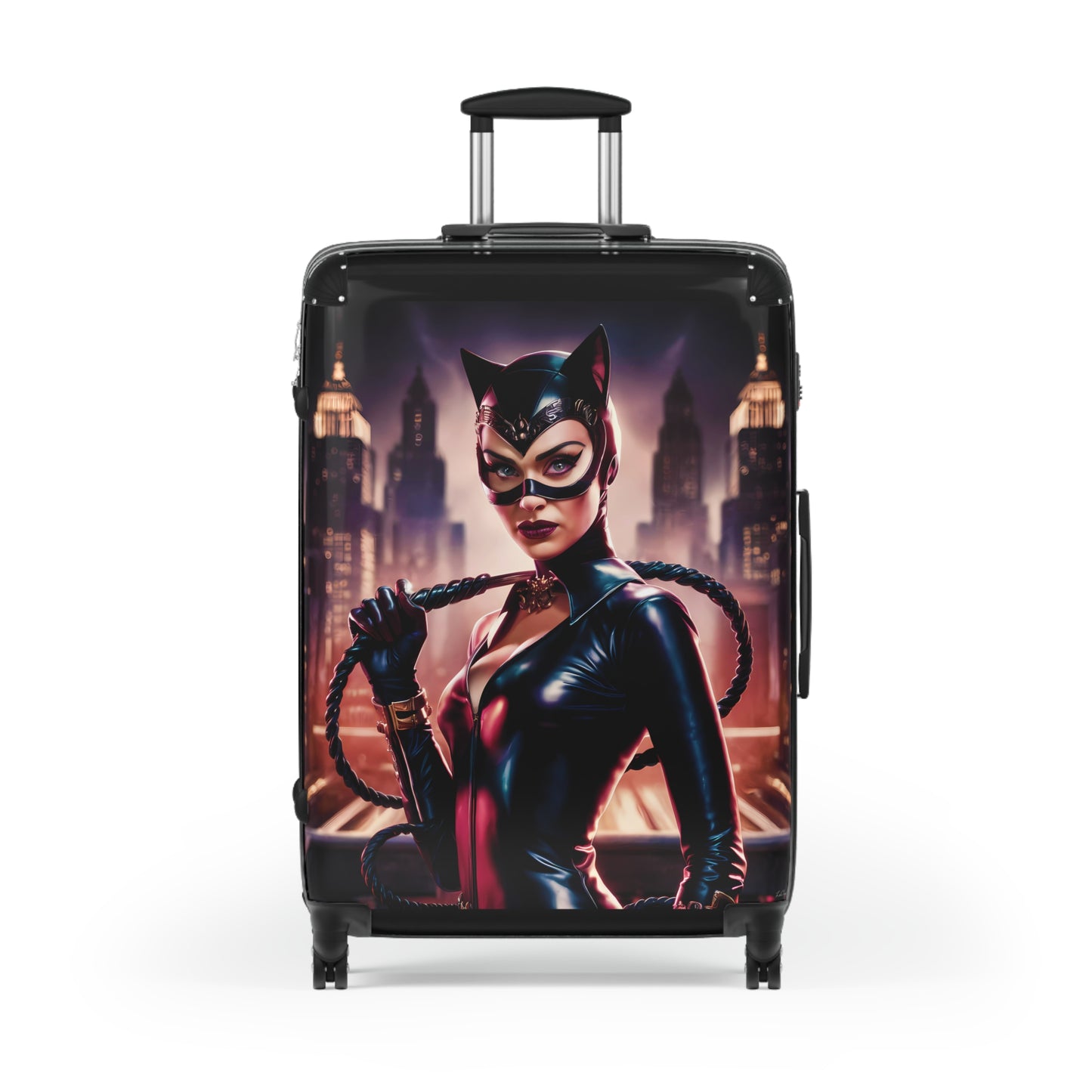 Catwoman Suitcase, Luggage, Travel Bags - Retro Vintage Style Wanderlust Adventure Organizer, Weekend Getaway Bag, Honeymoon Travel - LOLA VEGAS ART