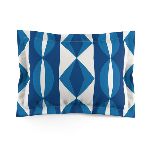 Blue Geometric Diamond Pattern Microfiber Pillow Sham | Mid-Century Modern
