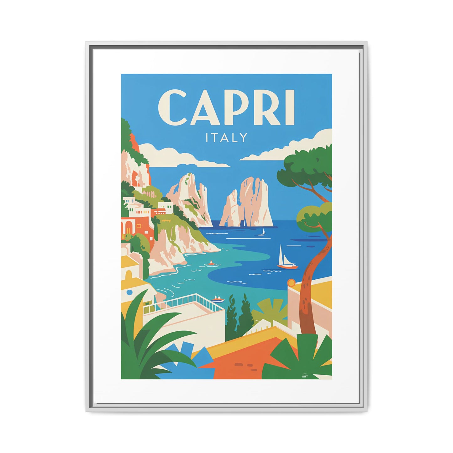 Capri Italy Framed Print, Vibrant Art, Home Decor, Travel Inspiration, Gift for Travelers, Wall Art for Office - LOLA VEGAS ART