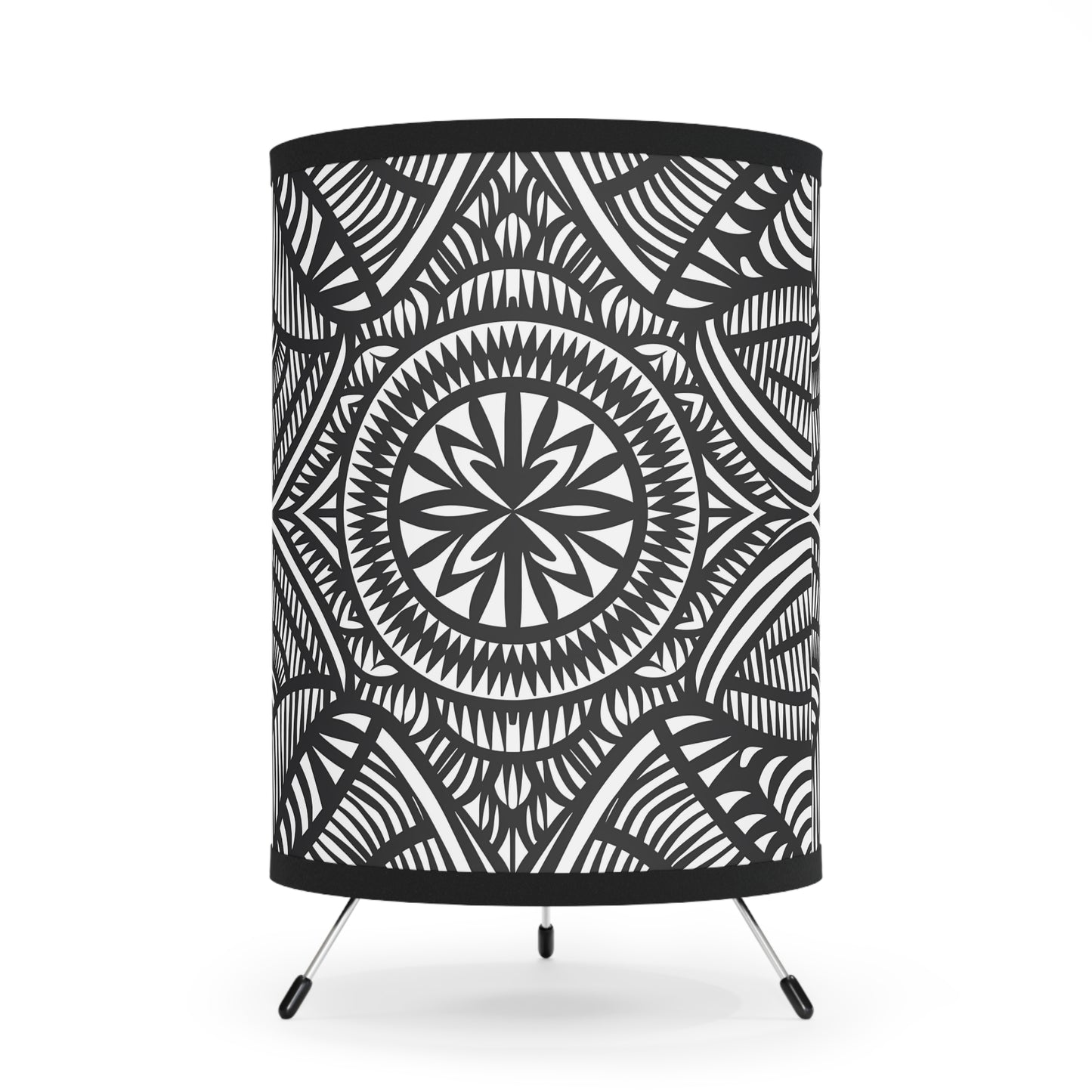 Table Lamp, Black and White Tribal Design, US\CA Plug, lamp, Bedside lamp, Nightstand light, Home office lighting, Boho decor - LOLA VEGAS ART