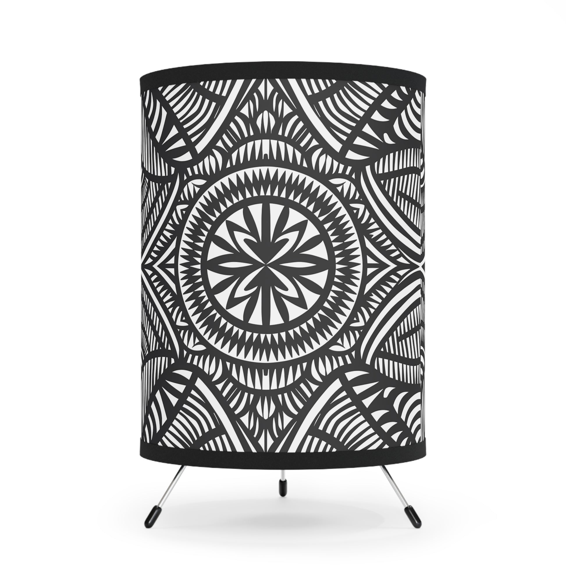 Table Lamp, Black and White Tribal Design, US\CA Plug, lamp, Bedside lamp, Nightstand light, Home office lighting, Boho decor - LOLA VEGAS ART