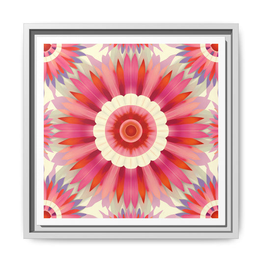 Canvas Art, Pink Purple Cream Boho Flower Framed Square Wall Decor, Southwestern Feminine Bohemian Home Decoration, Floral Artwork Print, - LOLA VEGAS ART