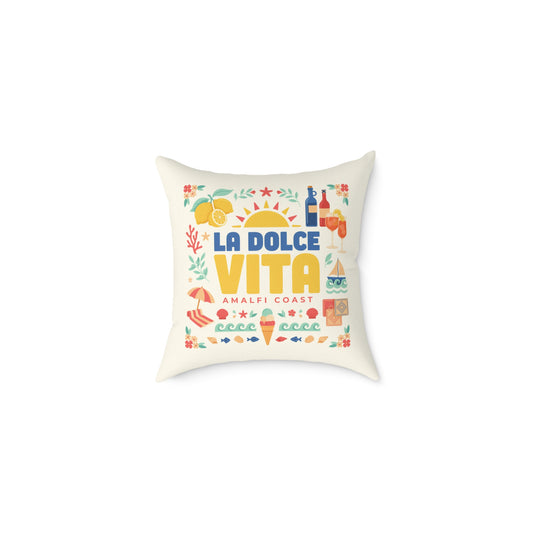 La Dolce Vita Amalfi Coast Pillow | Off-White Square Canvas Throw Pillow