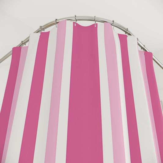 Pink Vertical Stripe Shower Curtain | Modern Bathroom Décor