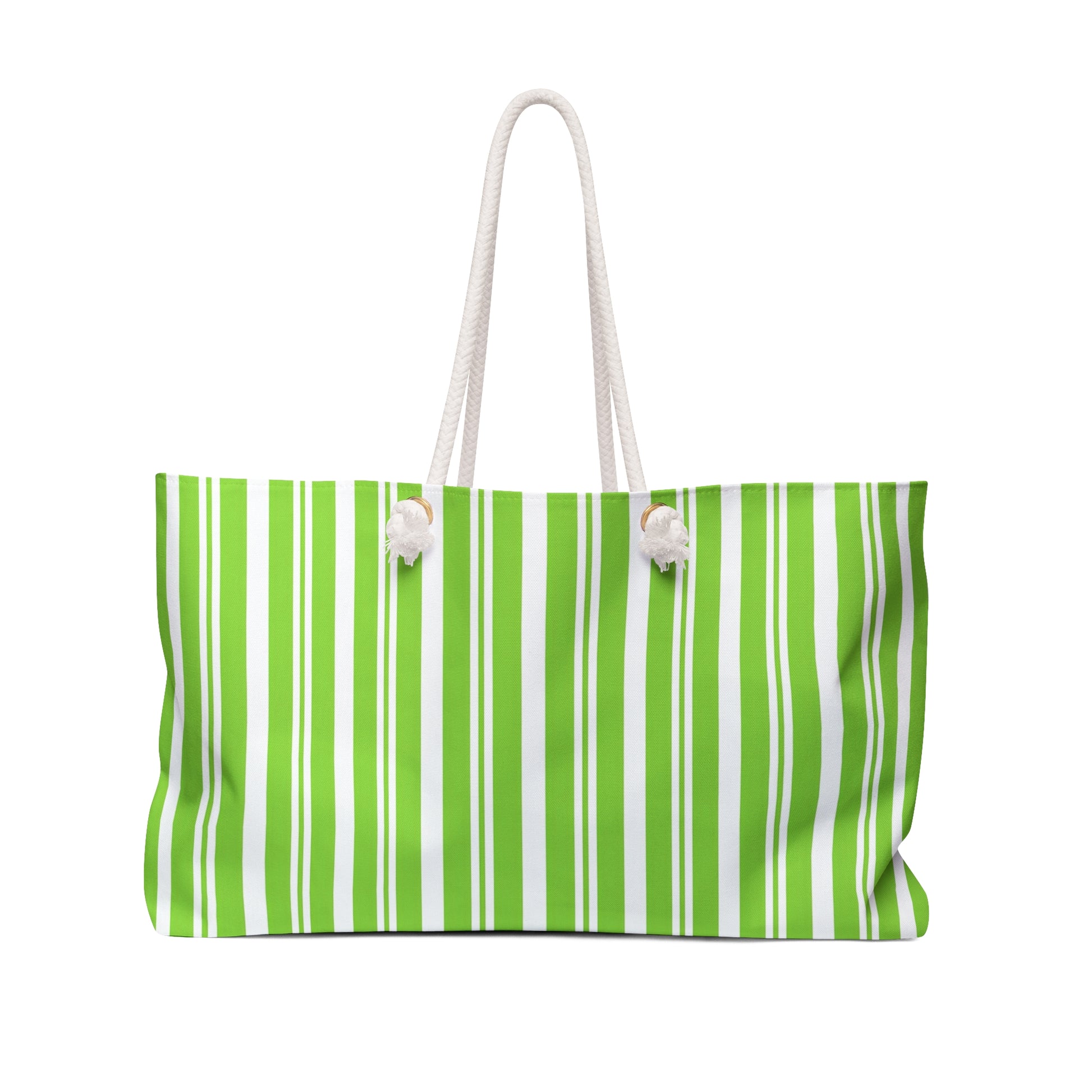 Striped Green Weekender Bag - Perfect for Travel, Gym, Beach, Eco-Friendly Tote, Gift for Adventurers, Stylish Storage - LOLA VEGAS ART