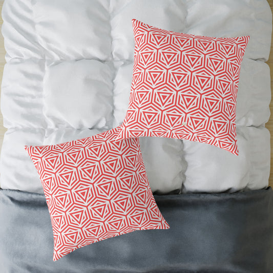 Geometric Coral Tile Pattern Pillow Square Throw Pillow Modern Home Decor