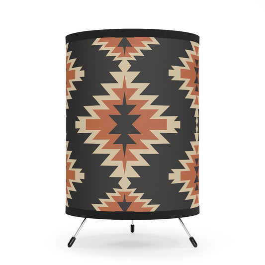 Boho Tripod Lamp with Geometric Shade, Rustic Home Decor, Mid-Century Modern Lighting, Unique Table Lamp, Cozy Gift Idea, Southwest Decor - LOLA VEGAS ART