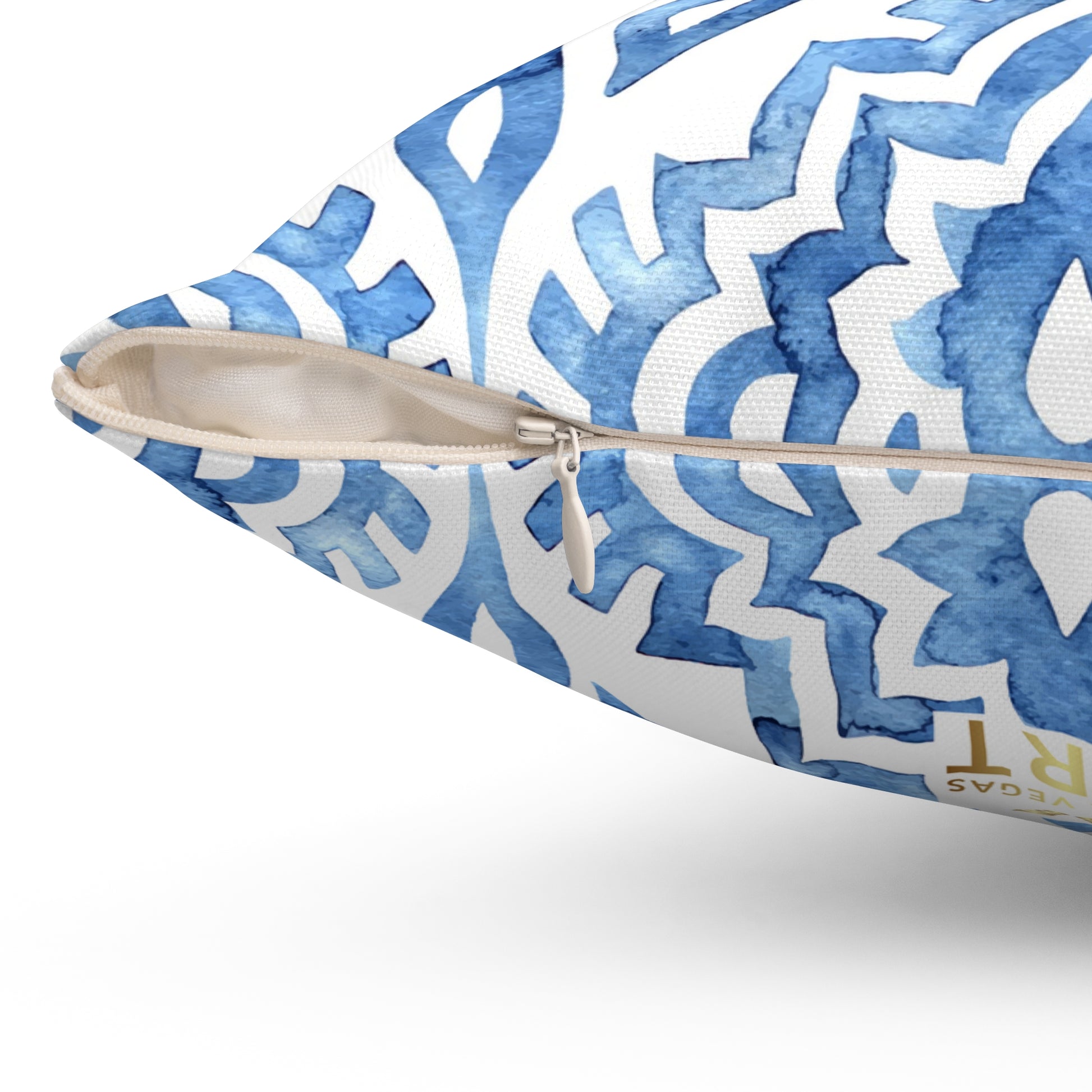 Boho Blue Decorative Pillow, Cozy Home Decor, Modern Accent Cushion, Gift for Her, Living Room Throw Pillow - LOLA VEGAS ART