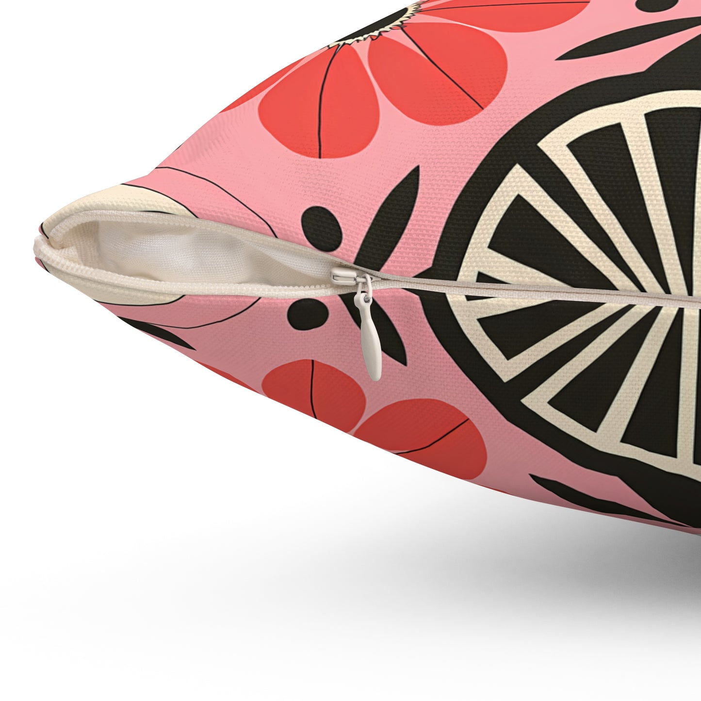 Pink, Red & Black Floral Decorative Pillow - Cozy Home Accent, Boho Chic Decor, Gift for Her, Room Makeover, Stylish Couch Throws - LOLA VEGAS ART