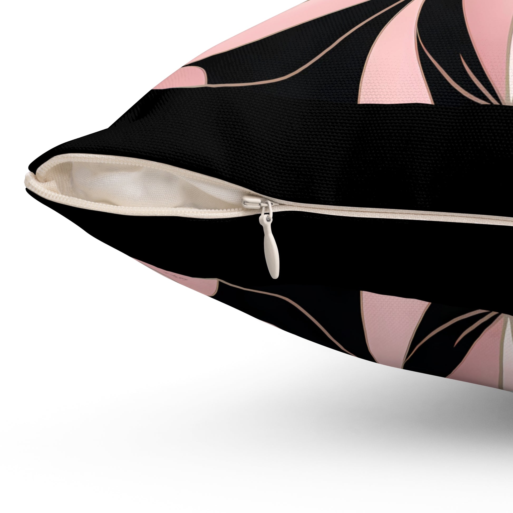 Art Deco Flower Square Pillow, Hollywood Regency Home Decor, Art Nouveau Style, Pink and Black Pillow, Throw Pillow - LOLA VEGAS ART