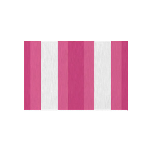 Pink White Striped Outdoor/Indoor Rug | Patio Mat