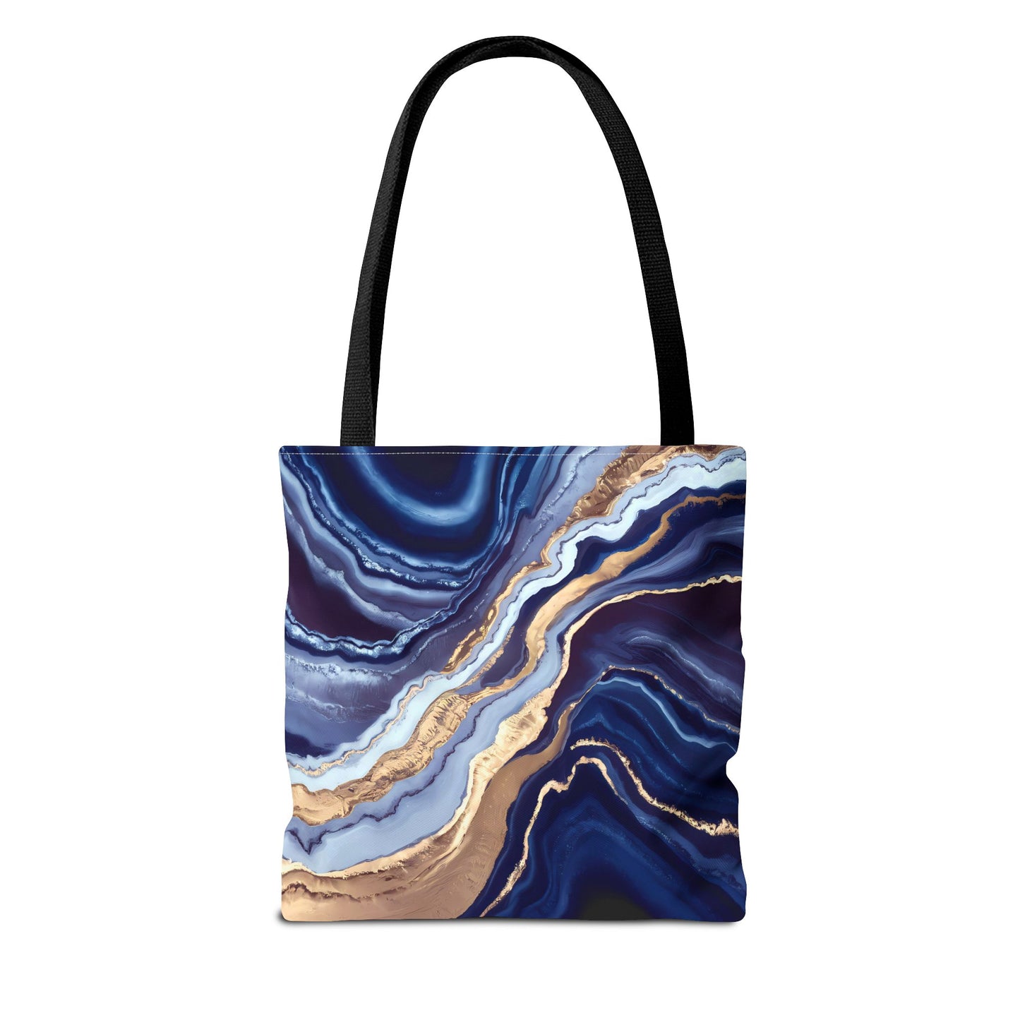 Geode Layers Tote Bag, Blue Gold White Abstract Natural Beauty, Large Small Medium Market Reusable Shopping Gift for Her, Shoulder Bag Purse - LOLA VEGAS ART