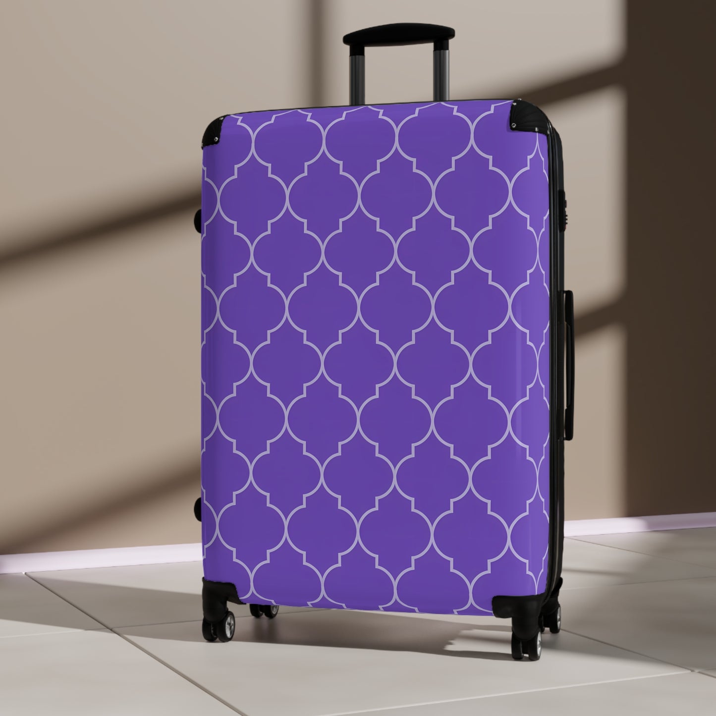 Elegant Purple Patterned Suitcase - Stylish Travel Luggage, Weekend Getaway, Travel Accessories, Vacation Essentials, Gift for Travelers - LOLA VEGAS ART