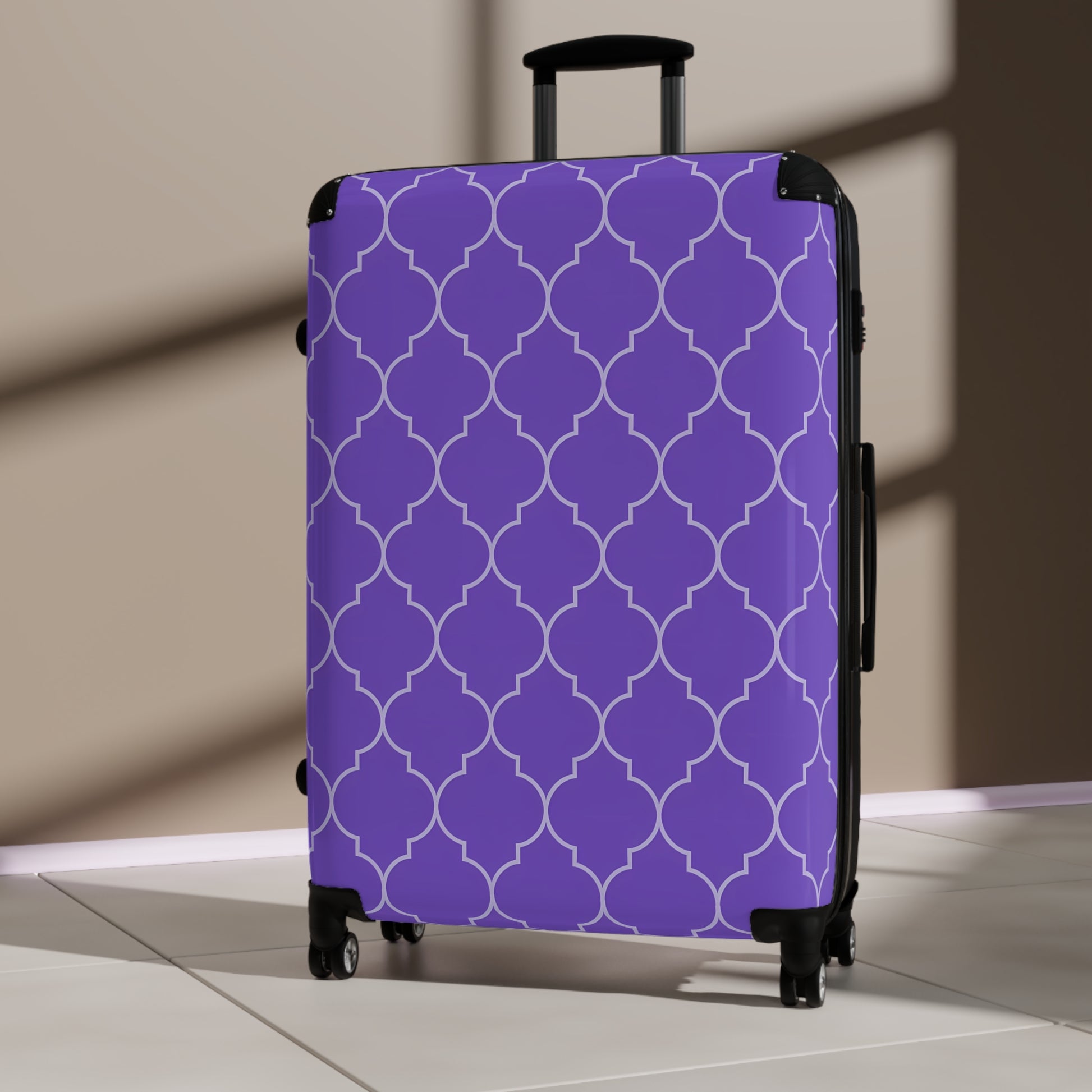 Elegant Purple Patterned Suitcase - Stylish Travel Luggage, Weekend Getaway, Travel Accessories, Vacation Essentials, Gift for Travelers - LOLA VEGAS ART