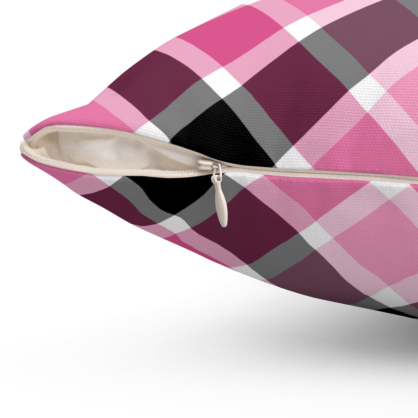 Chic Plaid Square Pillow, Cozy Home Decor, Living Room Accent, Pink Throw Pillow, Gift for Her - LOLA VEGAS ART