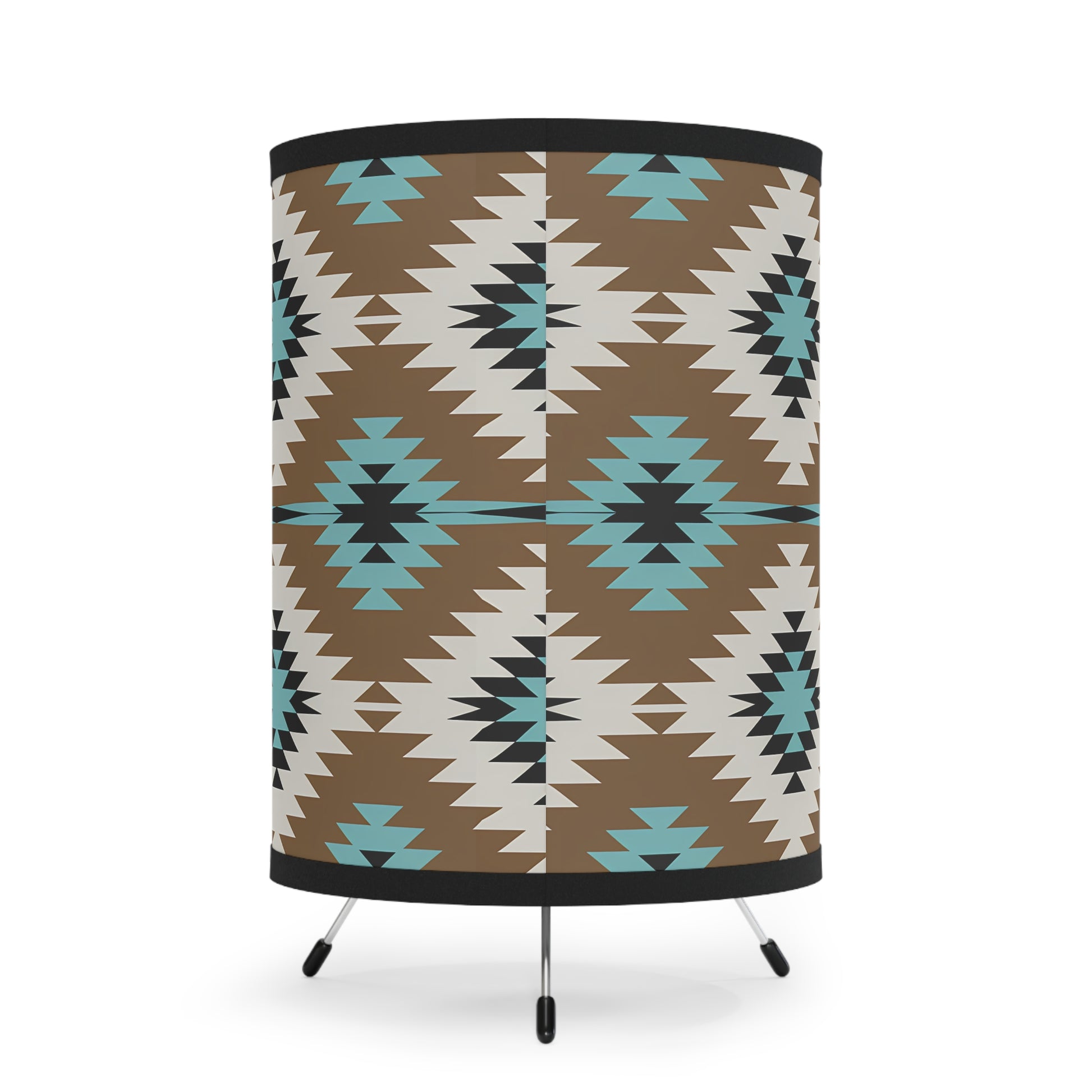 Bohemian Tripod Lamp - Aztec Patterned Shade, Home Decor, Modern Lighting, Tribal Style, Unique Gift, Bedroom Accent - LOLA VEGAS ART