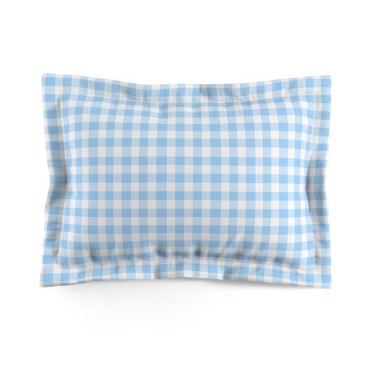 Blue White Gingham Microfiber Pillow Sham | Check Plaid Home Decor