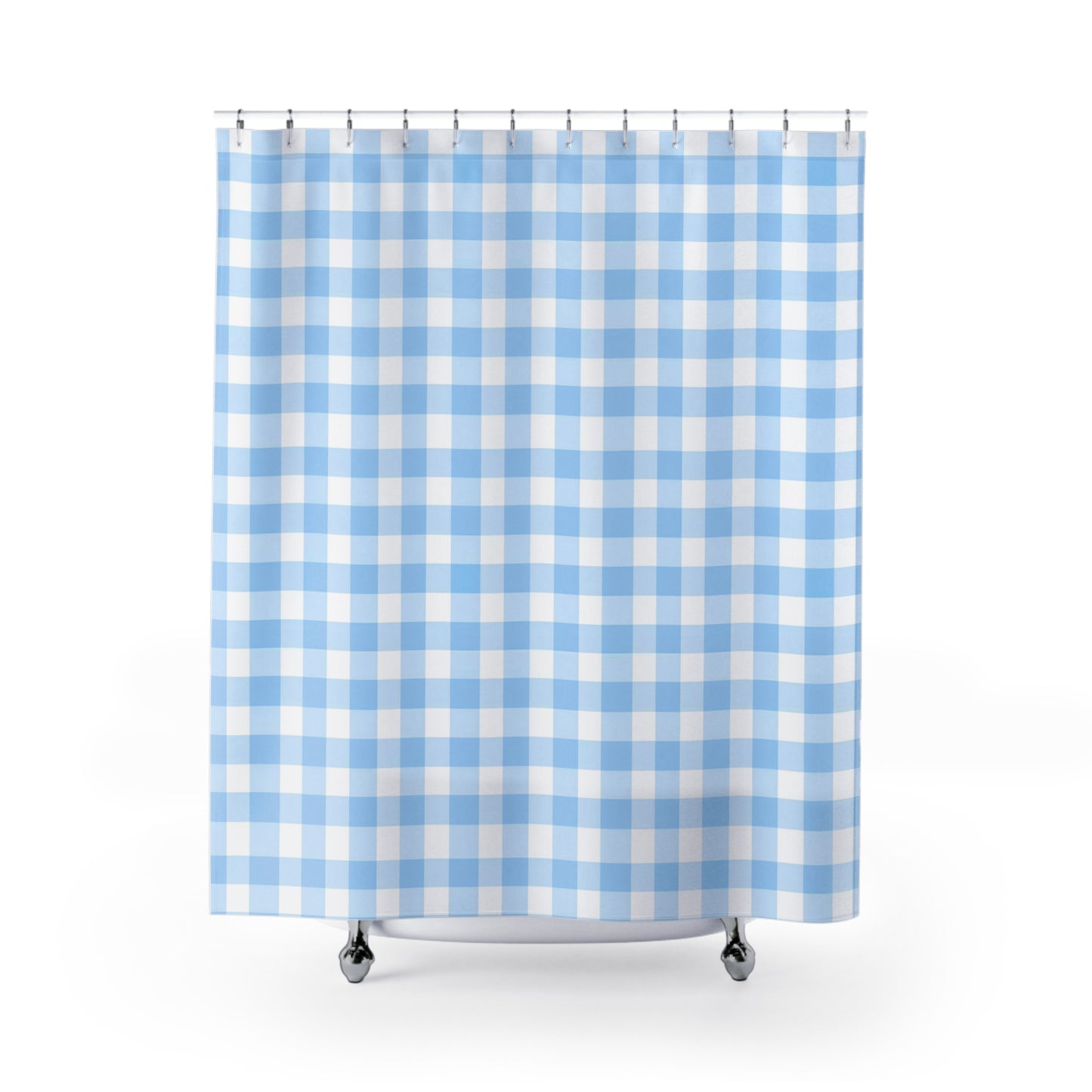Blue Checkered Shower Curtain, Vintage Bathroom Decor, Farmhouse Style, Easy Care Bathtub Curtain, Summer Vibes, Home Makeover
