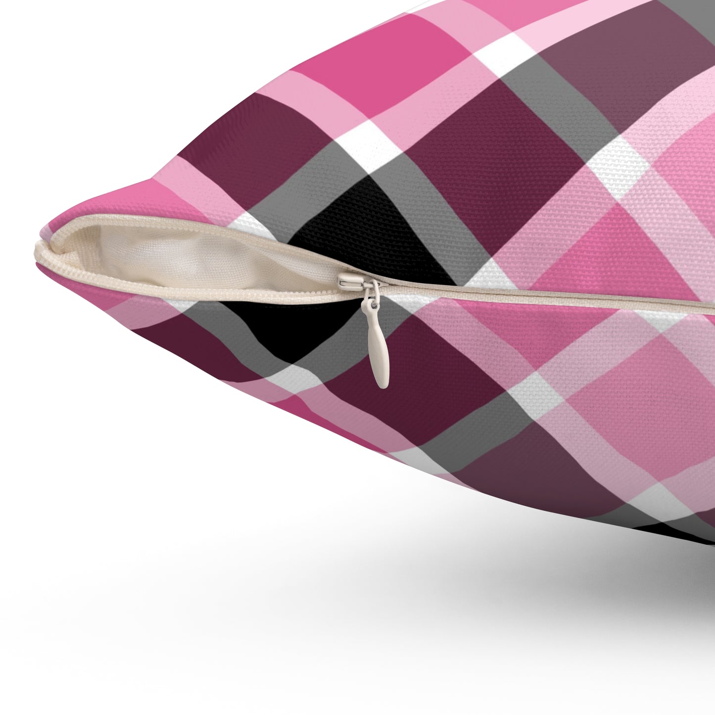 Chic Plaid Square Pillow, Cozy Home Decor, Living Room Accent, Pink Throw Pillow, Gift for Her - LOLA VEGAS ART