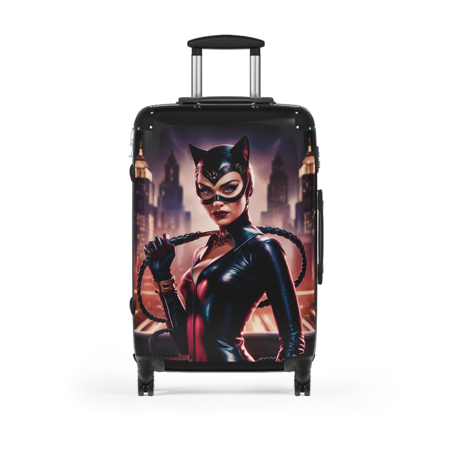 Catwoman Suitcase, Luggage, Travel Bags - Retro Vintage Style Wanderlust Adventure Organizer, Weekend Getaway Bag, Honeymoon Travel - LOLA VEGAS ART
