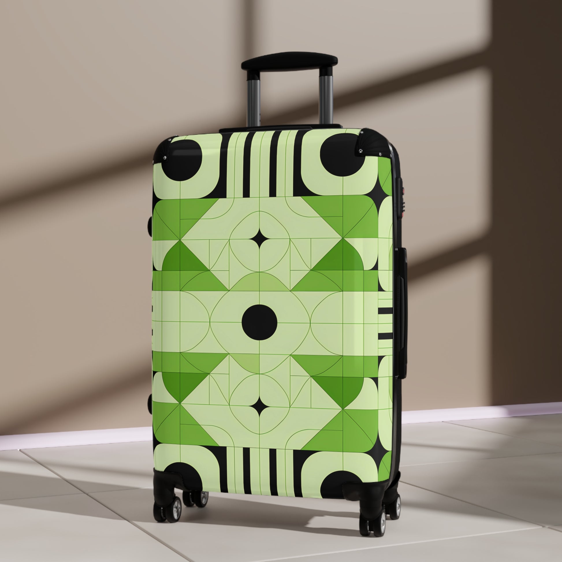 Stylish Suitcase with Geometric Design for Travel Lovers, Luggage, Weekend Getaway, Vacation, Holiday Gift, Trendy Travel Gear - LOLA VEGAS ART