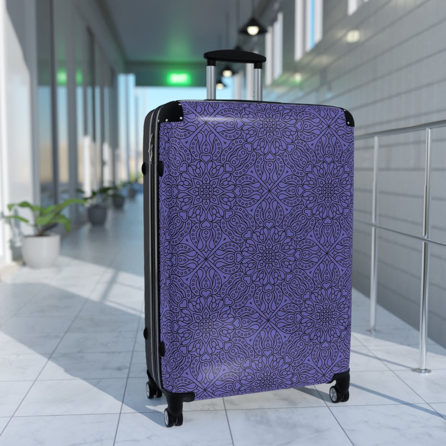 Purple Boho Chic Suitcase Cover, Stylish Luggage Protector, Travel Accessory, Personalized Travel Gift, Vacation Essentials - LOLA VEGAS ART