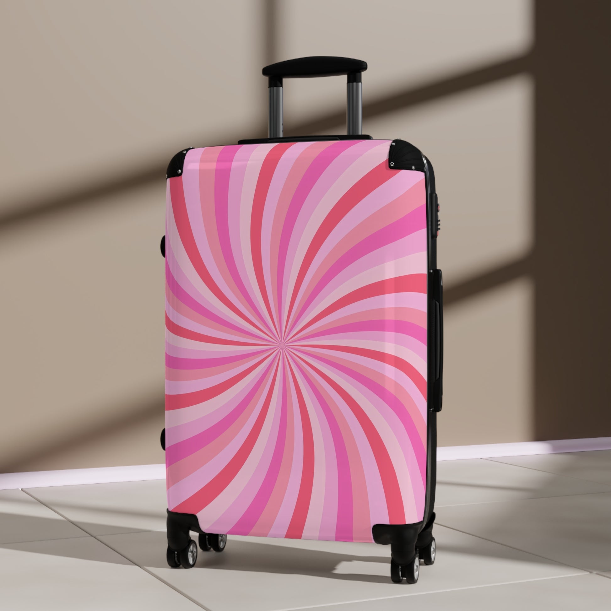 Colorful Pink Swirl Suitcase, Travel Luggage, Pink Spinner Case for Vacation, Unique Travel Accessory, Fun Baggage, Teen Girl Travel - LOLA VEGAS ART