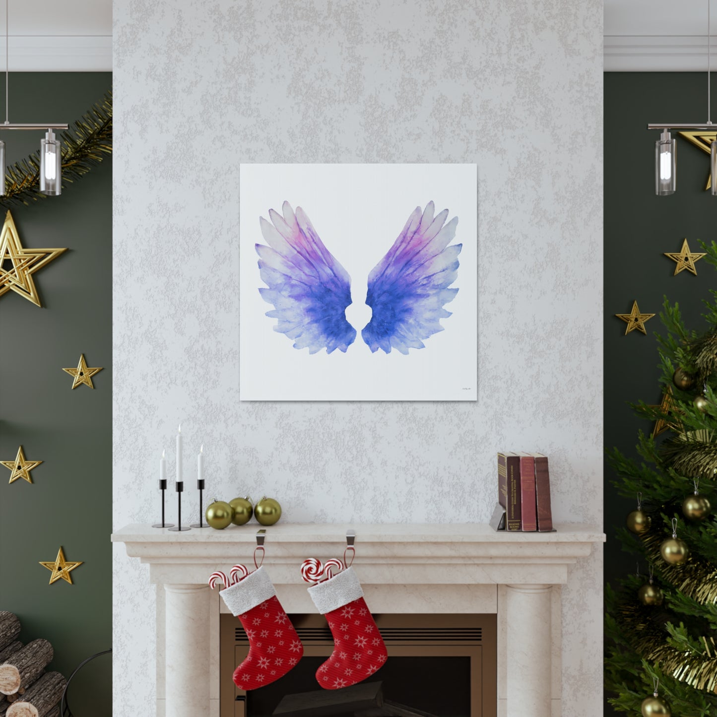 purple angels wings wall art canvas, wall art decor, wall art prints, angel wings art, wings, wall art purple, wall art spiritual