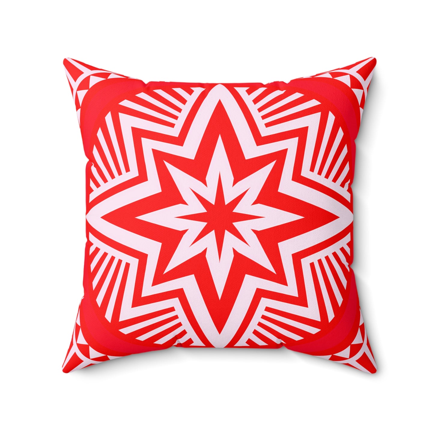 Read and White Bold Geometric Star Decorative Pillow, Modern Home Decor, Accent Cushion, Gift for Her, Festive Holiday Pillow