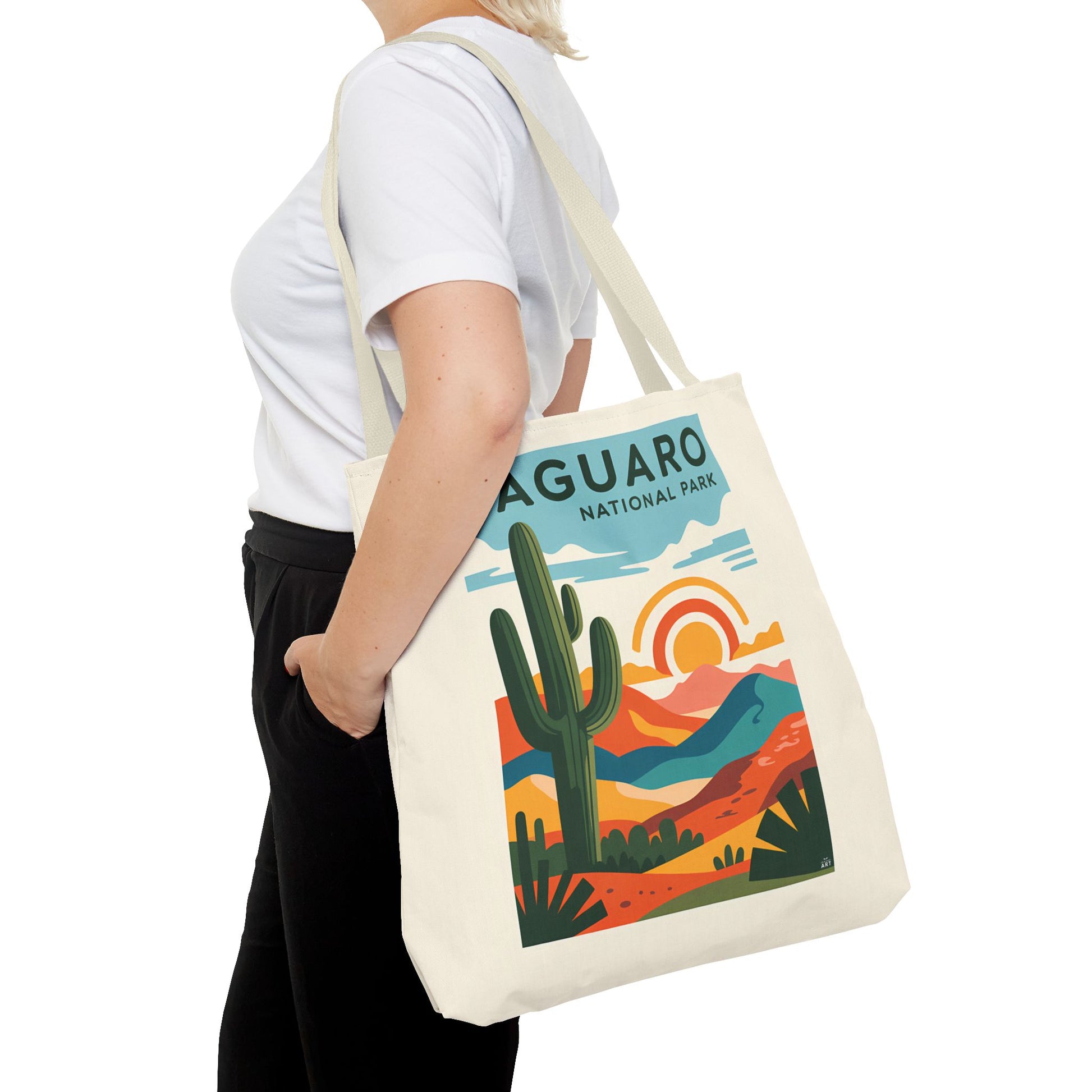 Saguaro National Park Tote Bag, Eco-Friendly Shopping Bag, Cactus Design, Nature Lover Gift, Hiking Bag, Travel Accessory - LOLA VEGAS ART