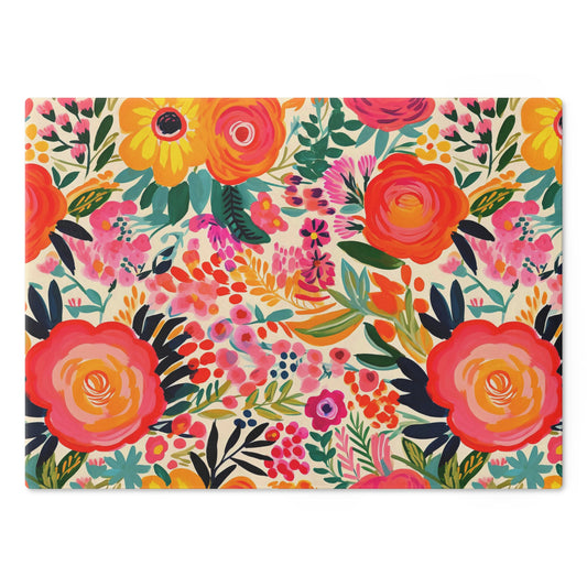 Floral Cutting Board - Colorful Kitchen Decor, Gift for Home Chefs, Wedding Registry, Mother's Day Gift, Cooking Essentials - LOLA VEGAS ART