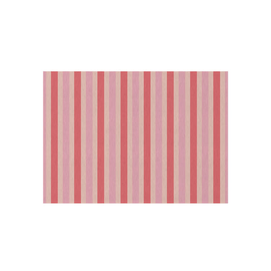 Coral Pink Beige Striped Pattern Outdoor Rug | Patio Mat, Fade-Resistant Stripes
