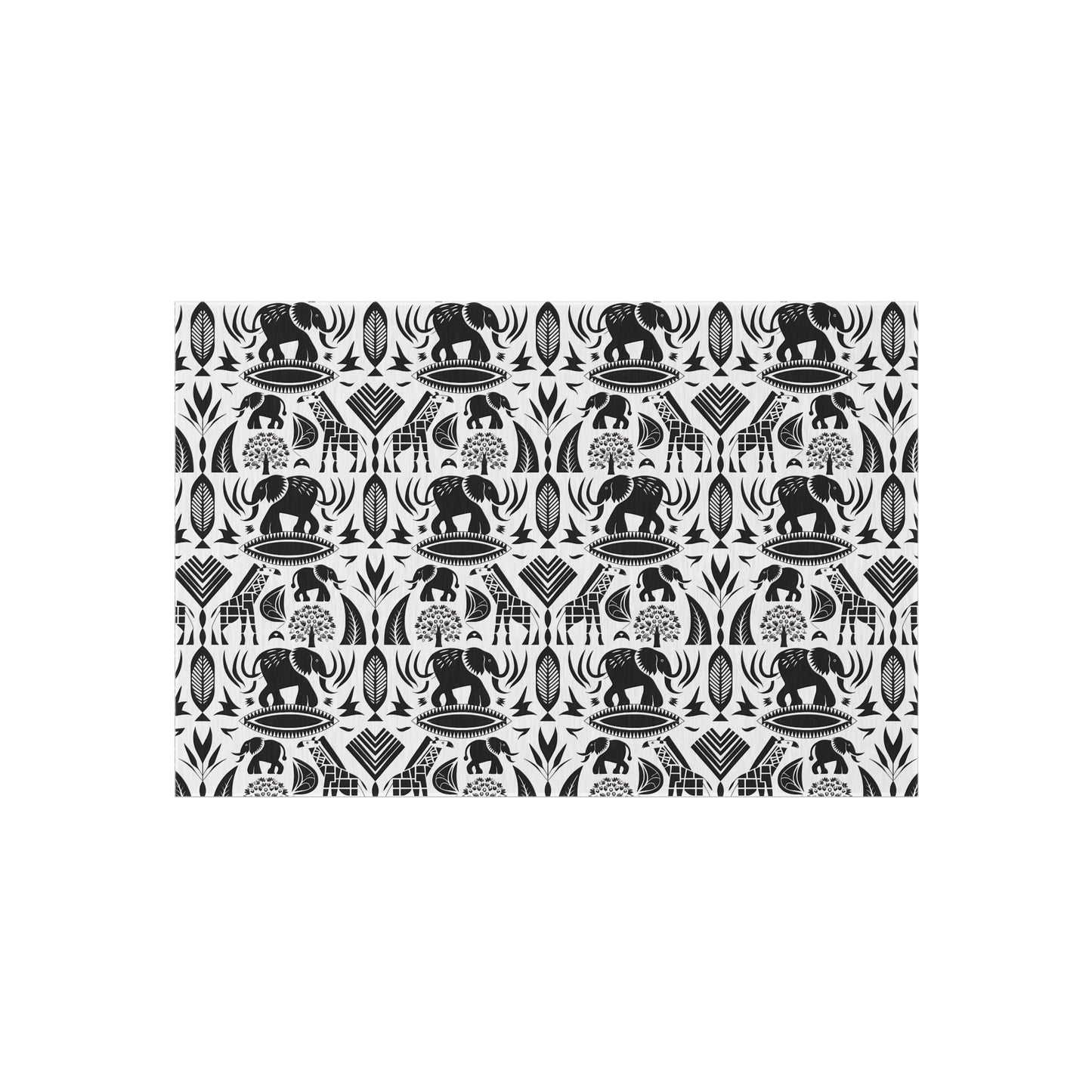 Black/White jungle Indoor/Outdoor Bohemian Rug, Stylish Patio Mat, Home Decor, Garden Area, Picnic Essentials, Unique Gift for Nature Lovers - LOLA VEGAS ART