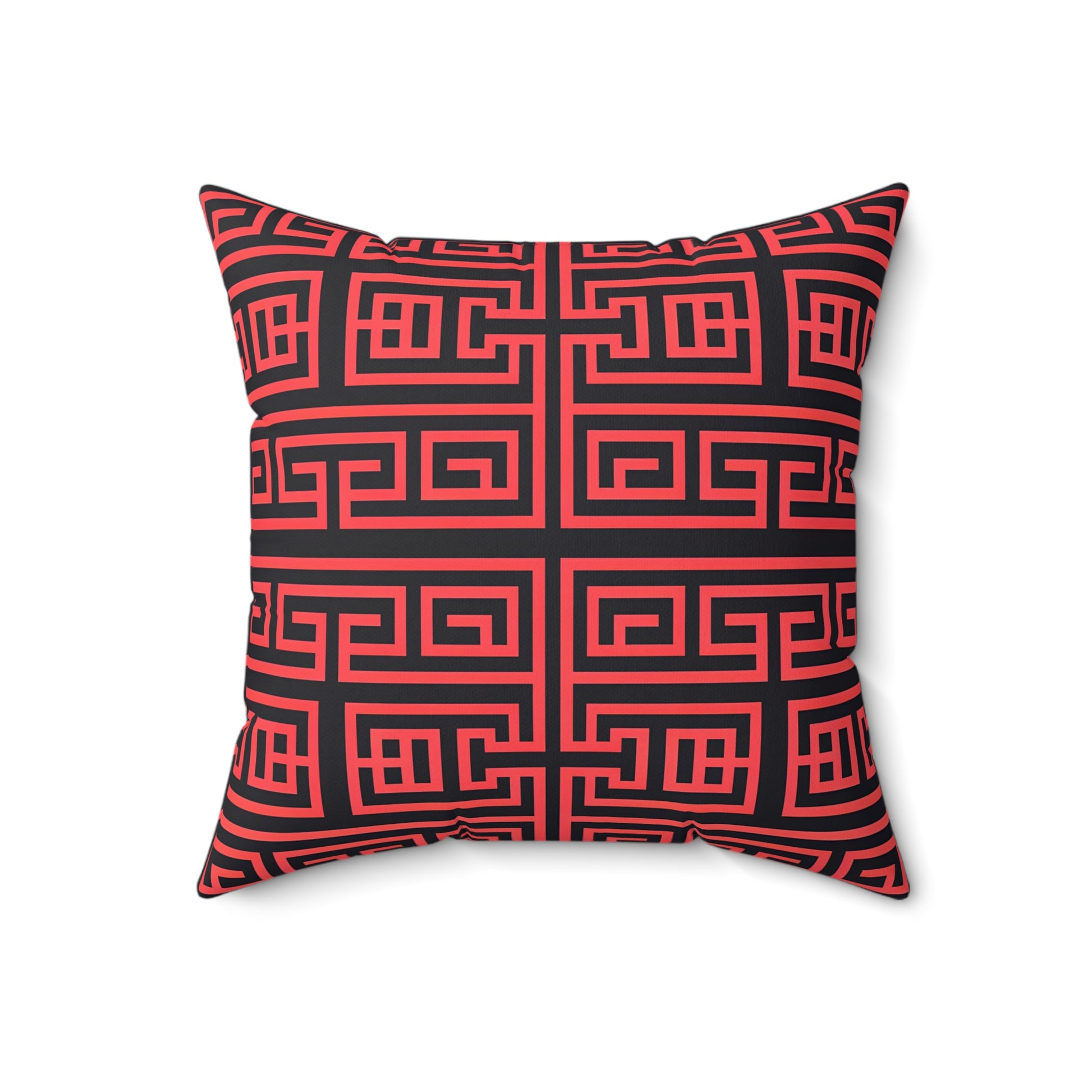 Red and Black Geometric Pattern Square Pillow | Modern Home Decor, Throw Pillow, Cozy Accent, Gift Idea, Boho Style - LOLA VEGAS ART