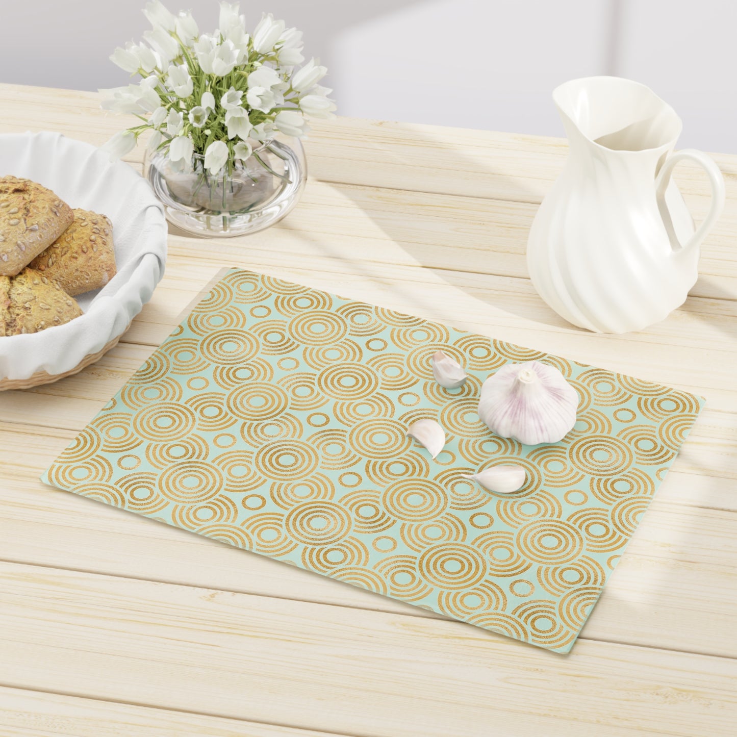 Elegant Geometric Glass Cutting Board | Kitchen Decor, Gift for Chefs, Home Cooking, Housewarming, Eco-Friendly, Hollywood Regency Decor - LOLA VEGAS ART