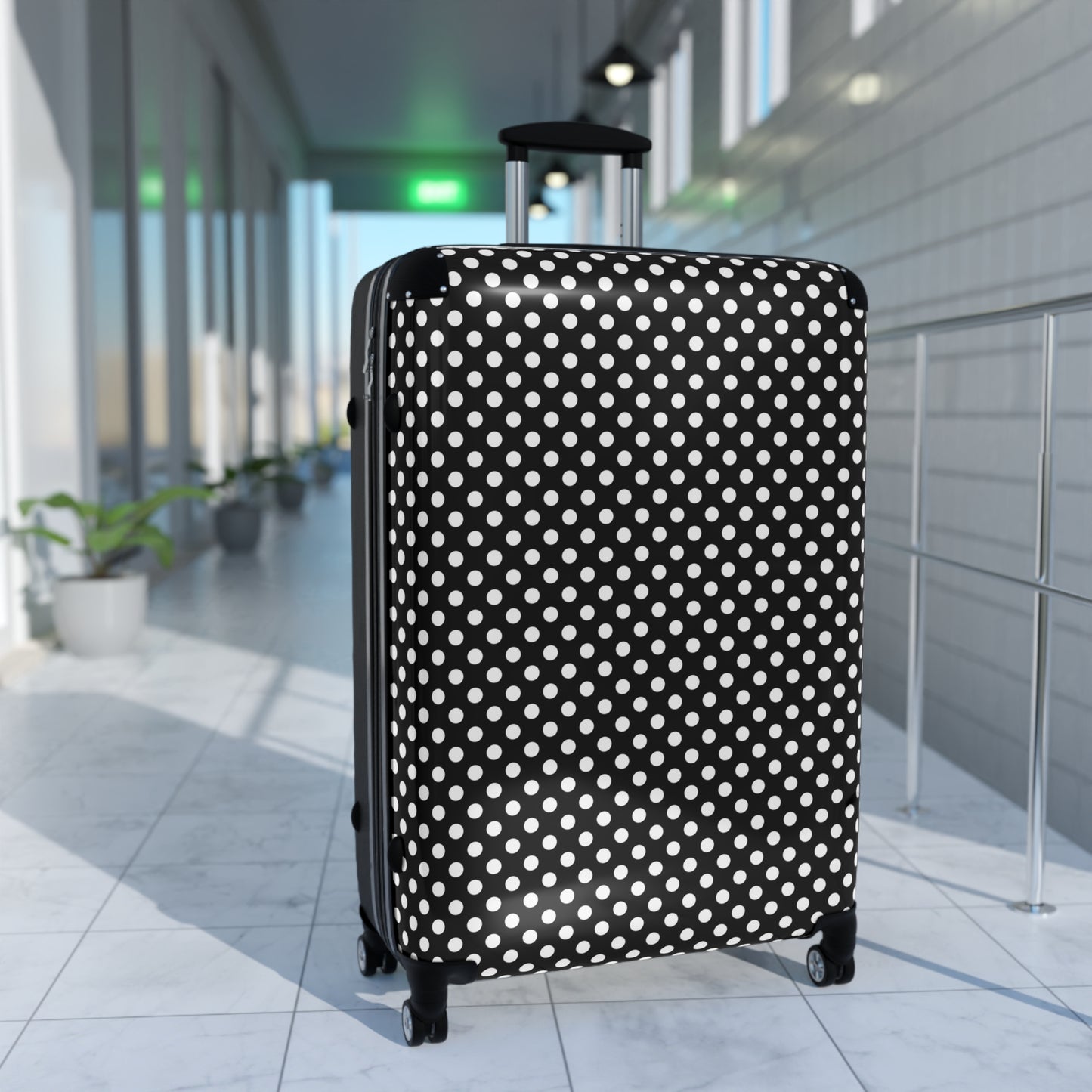 Chic Polka Dot Suitcase, Stylish Luggage for Travel, Trendy Carry-On Bag, Perfect for Vacations & Getaways, Ideal Gift for Travelers - LOLA VEGAS ART