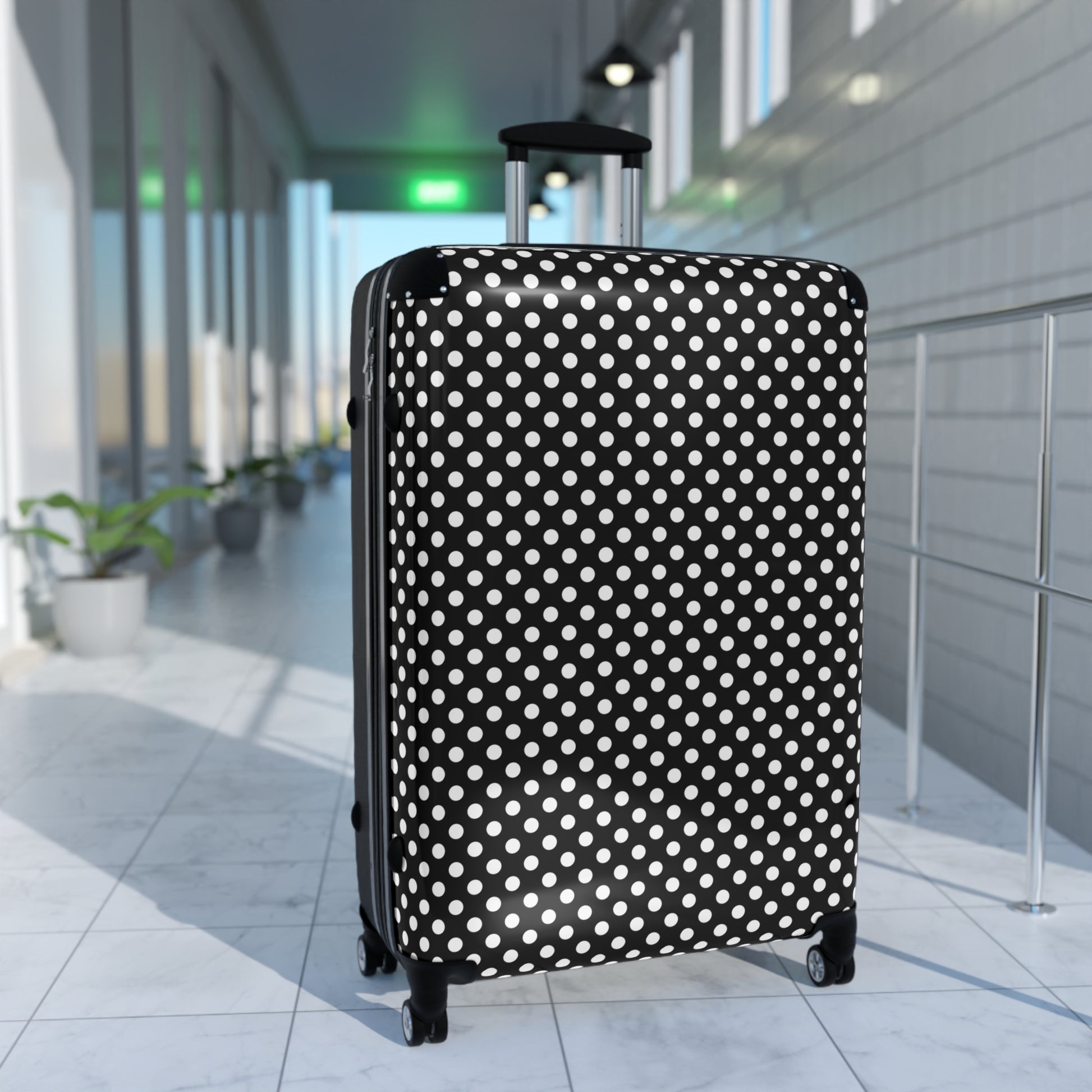 Chic Polka Dot Suitcase, Stylish Luggage for Travel, Trendy Carry-On Bag, Perfect for Vacations & Getaways, Ideal Gift for Travelers - LOLA VEGAS ART